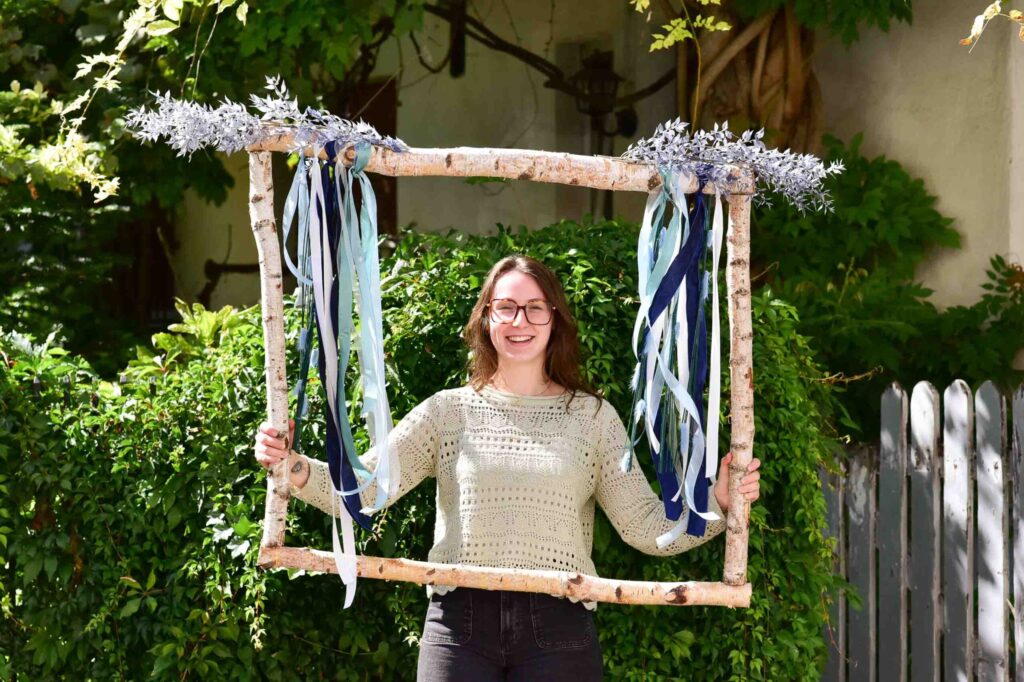 schooting photo avec cadre en bois_