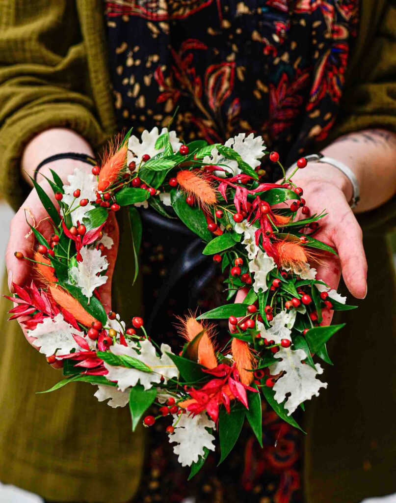Couronne couleur automnale pour les cheveux